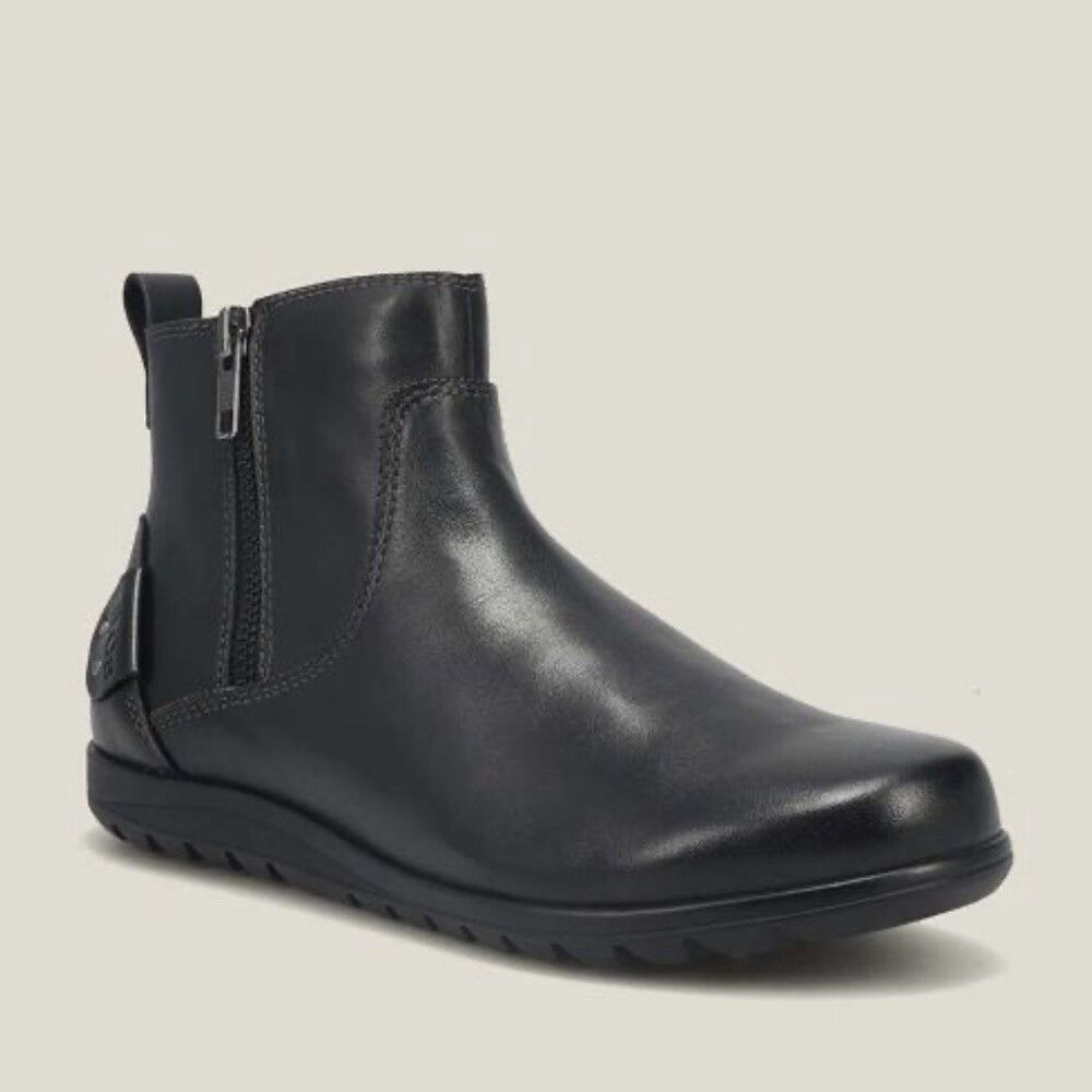 Taos Select Black Leather Ankle Boots Women's 10 Comfort Double Zip Minimalist